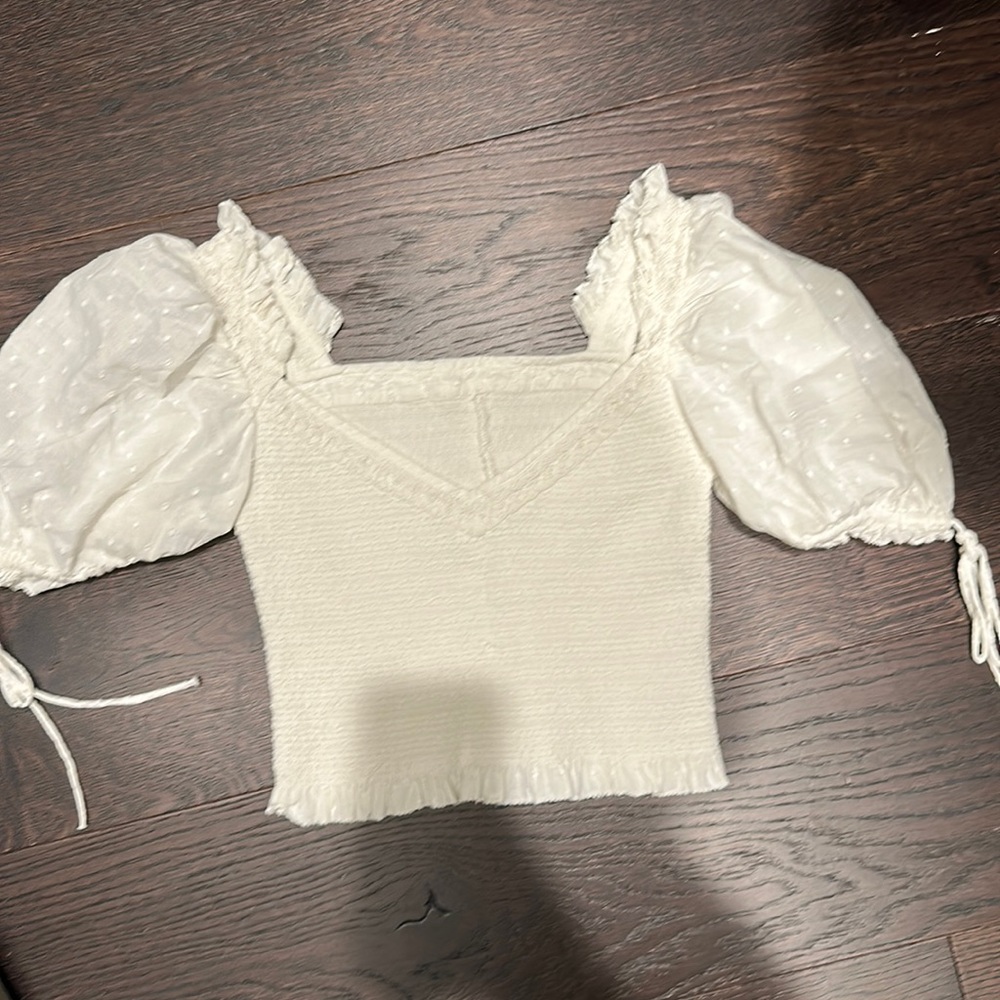 White Loveshackfancy Puff Sleeve Tilly Top